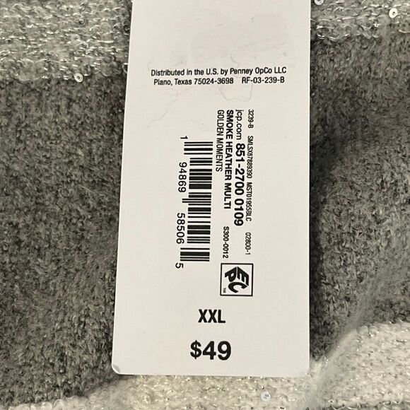 LIZ CLAIBORNE Womens Sweater XXL Crew Neck Long Sleeve Striped Pullover Gray NEW - Picture 13 of 16